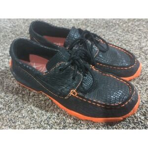 Twisted X Boots Cowkids Driving Moccasin Slip YDM0024 Black & Orange Size 5.5